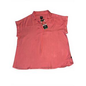 630 GAP Coral Pink Split Neck Blouse XL